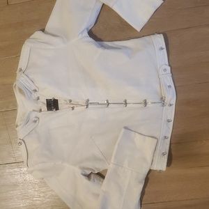 BALIZZA Luxury Crystal Embellished Front Half Zip Embroidered Back Moto Jacket.